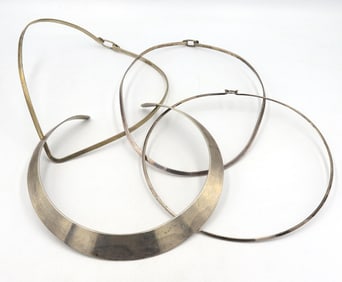 Group lot of Vintage 925 sterling silver collar necklaces