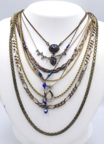 Group lot of 9 Vintage 925 sterling silver necklaces