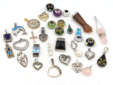 Group lot of vintage 925 sterling silver charms and pendants