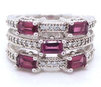 925 Sterling silver 3 row cubic zirconia ring