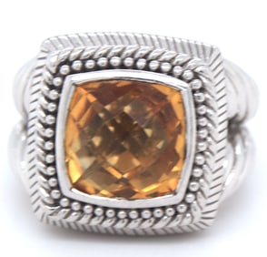 Judith Ripka 925 sterling silver Citrine ring