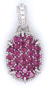 925 Sterling Silver Judith Ripka pave CZ faceted pendant