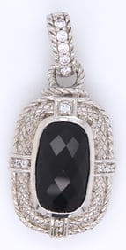 Judith Ripka cushion cut black onyx and CZ pendant