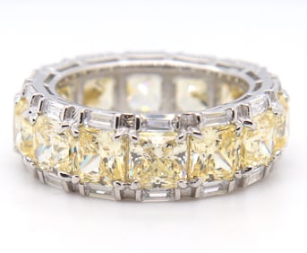 Sterling Silver Princess Cut Yellow Cubic Zirconia Band