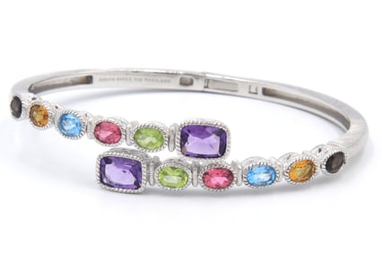Judith Ripka multi color stone bypass bangle