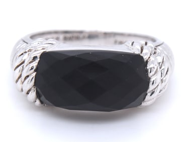 Judith Ripka 925 sterling silver black onyx ring