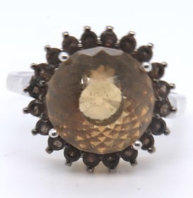 Vintage Sterling Silver Yellow Cubic Zirconia Ring