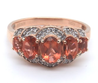 Sterling Silver Orange Cubic Zirconia Ring