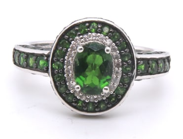 925 Sterling Silver Green Cubic Zirconia Ring