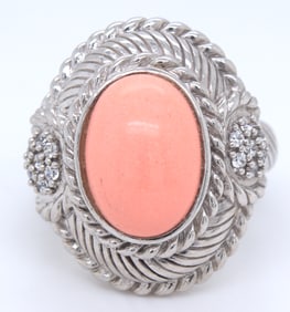 Judith Ripka Rose quartz ring in 925 sterling silver