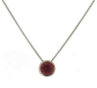 925 Sterling Silver Bezel Set Gemstone Necklace