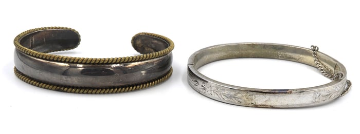 Lot of 2 Vintage 925 sterling silver bangles