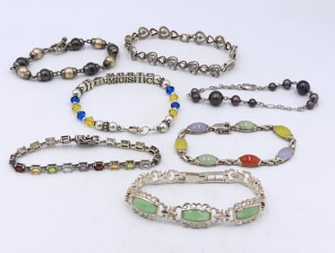Group lot of Vintage 925 sterling silver bracelets
