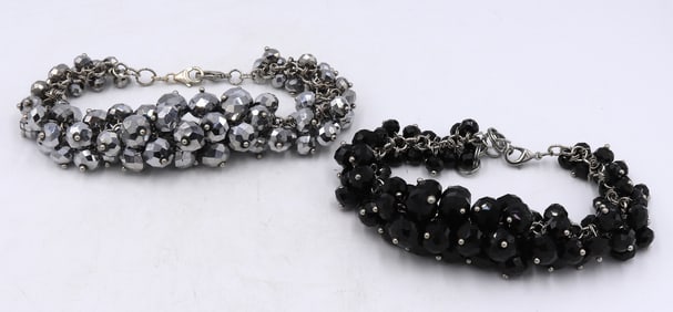 Lot of 2 crystal cluster bracelets