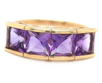 14kt Yellow gold 4 stone Amethyst ring
