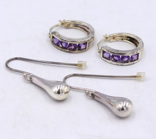 Lot of 2 vintage 925 sterling silver earrings