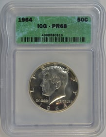 1964 50C Kennedy Half Dollar ICG PR68