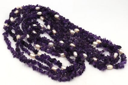 Lot of 4 Amethyst necklaces