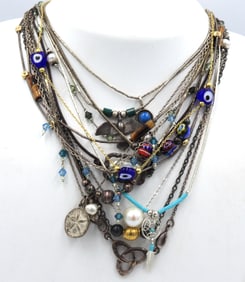 Group lot of 15 Vintage 925 sterling silver necklaces