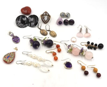 Group lot of gemstone earrings
