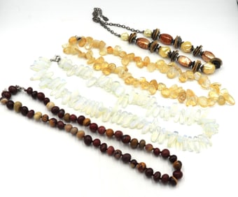 Group lot of 4 gemstone necklaces