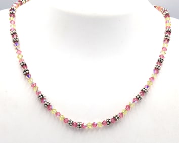 925 Sterling silver crystal beads necklace