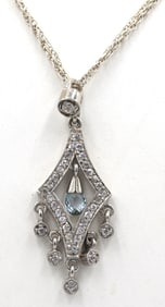 925 Sterling silver crystal dangle pendant on chain