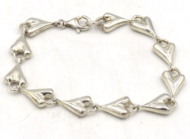 Vintage 925 sterling silver heart shaped link bracelet