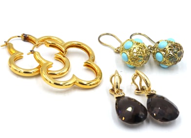 3 Pairs of 925 sterling silver earrings