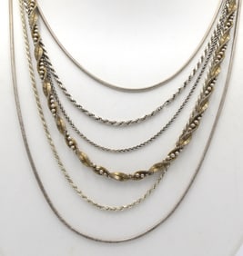 Group lot of Vintage 925 sterling silver 6 necklaces