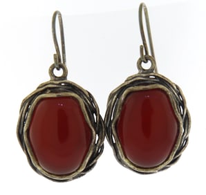 Amber Sterling Silver Dangle Earrings