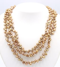 3 Row strand pearl necklace with sterling silver clasp