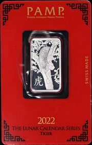 10 Gram Silver Bar Pamp Suisse 2022 Tigr Lunar Calendar Series