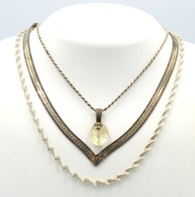 Group lot of 3 Vintage 925 sterling silver necklaces