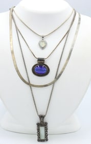 Group lot of Vintage 925 sterling silver necklaces