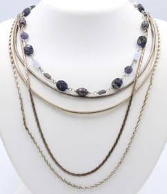 Group lot of Vintage 925 sterling silver necklaces