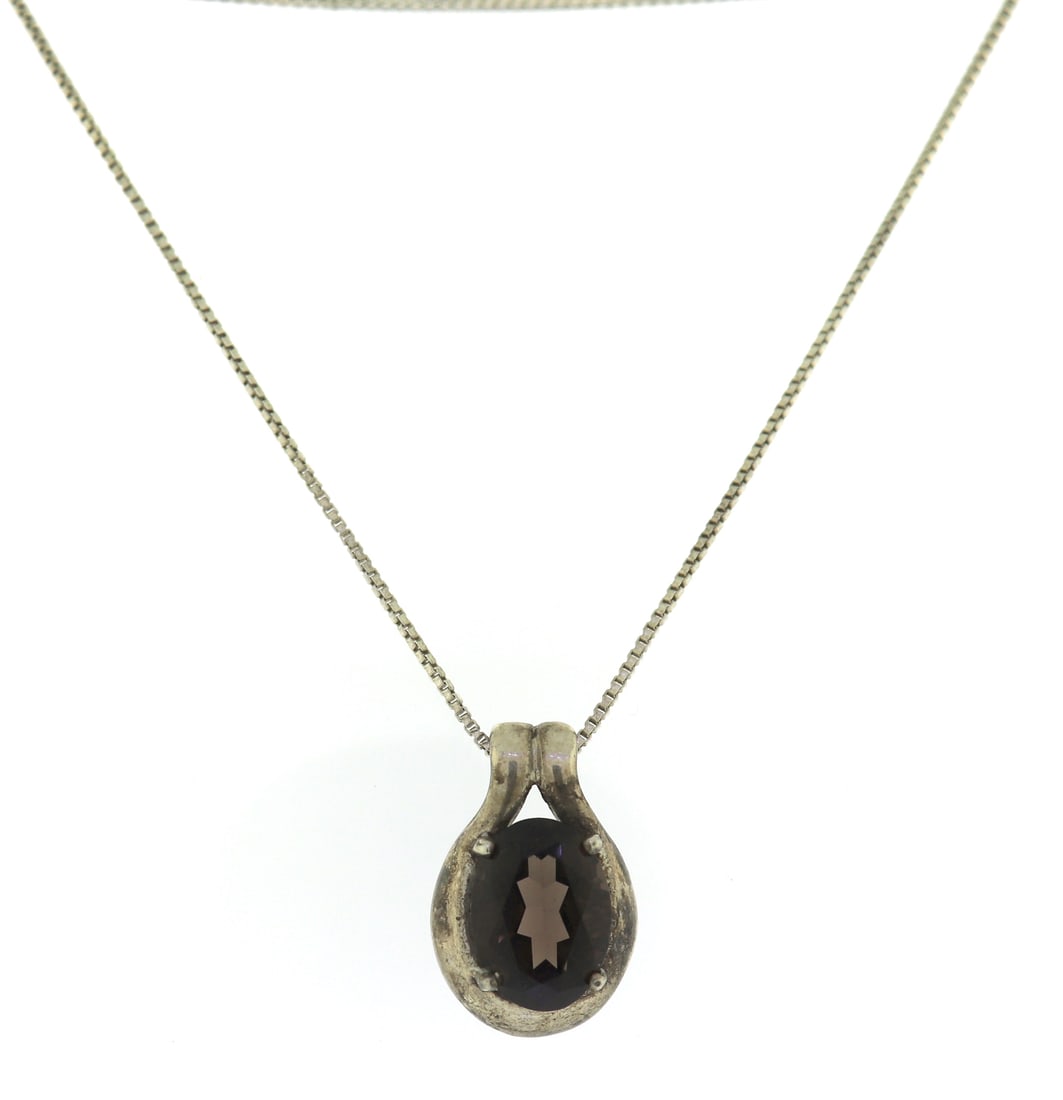 Smokey Quartz Pendant on Chain in 925 sterling silver (1 of 5)