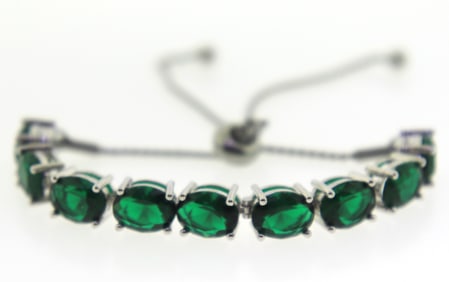 Vintage 925 sterling silver green cubic zirconia bracelet