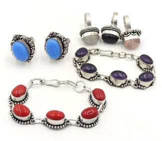 Group lot of Tibetan gemstone jewelry