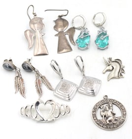 Group lot of Vintage 925 sterling silver earrings