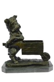 Bulldog Bronze Planter Sculpture Statue