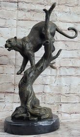 African Mountain Lion Bronze Sculpture