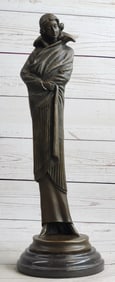 Young Woman with Long Jacket Bronze Sculpture
