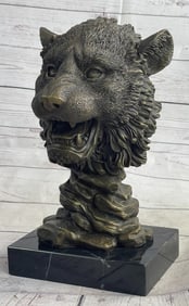Royal Lion Head Bronze Statue
