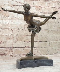 Olympic Sport Ice Skater Bronze Sculpture