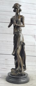 Female Flute Player Bronze Sculpture