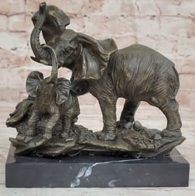 Elephant with Baby Wildlife Bronze Sculpture