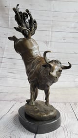 Cowboy Bullfight Western Bronze Sculpture