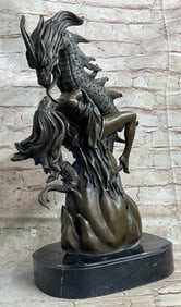 Maiden of the Dragon Axe Bronze Statue