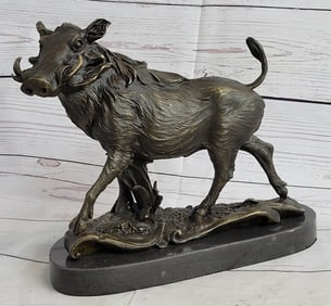 Wild Boar Animal Mascot Bronze Sculpture